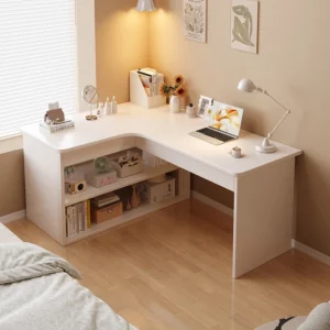 L Shaped Corner Desk with Bookshelf