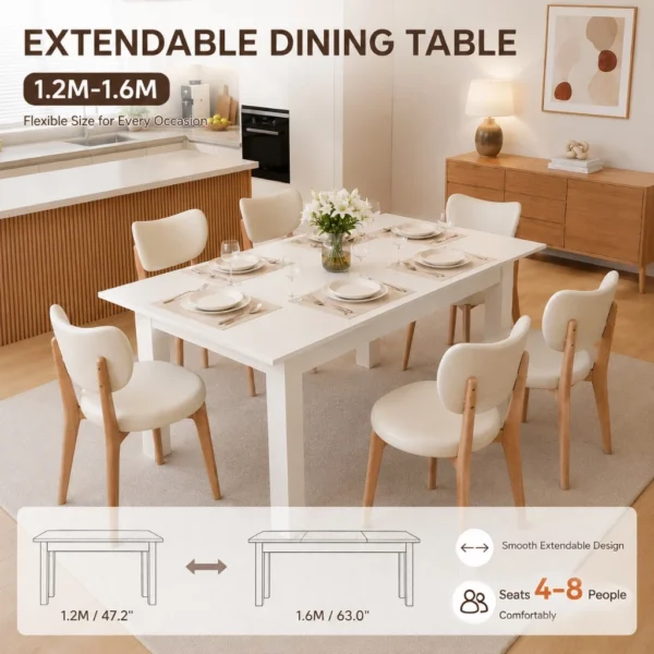 Extendable Dining Table 120-160CM 4-8 Seater