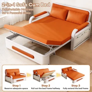 Metal Folding Sofa Bed 2 Seater