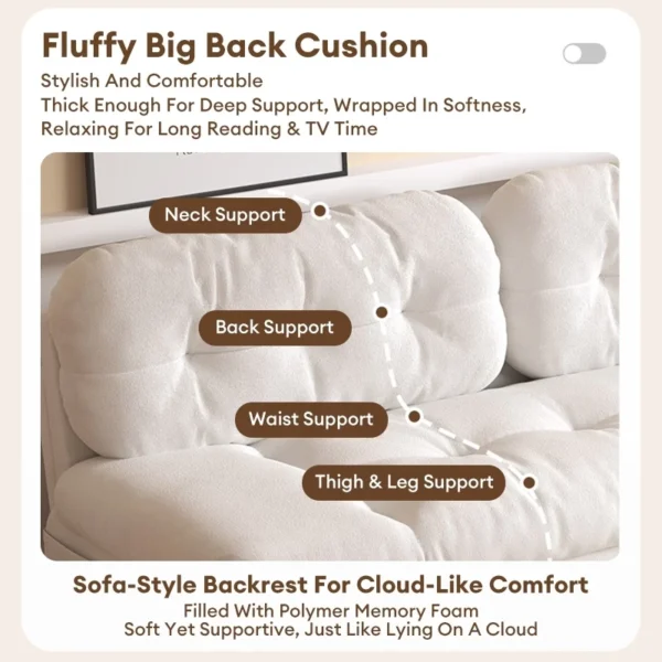 Cream Extendable Pull Out Sofa Bed
