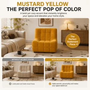 Ginger Yellow Corduroy Single Sofa L60cm W82cm H74cm