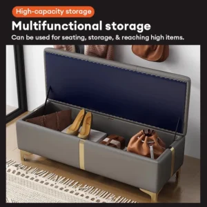PU Leather Storage Ottoman Bench