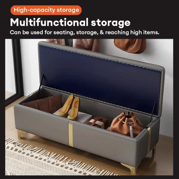 PU Leather Storage Ottoman Bench