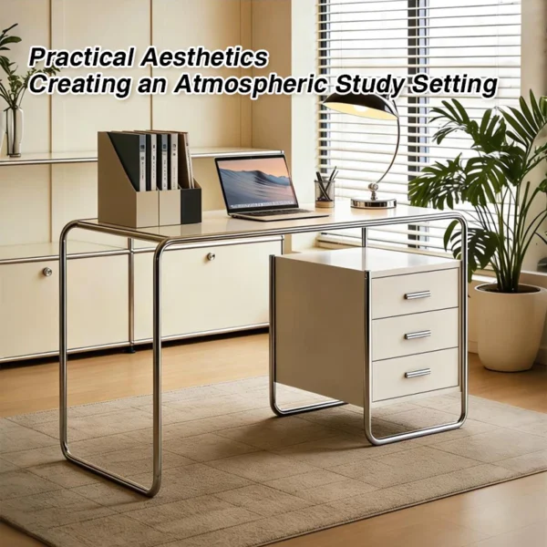 my-11134207-820lh-ms0yx2l5pbltae.webp Stainless Steel Study Desk 3 Drawer