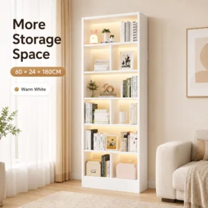 Multi Level Open Bookcase L60cm W24cm H180cm