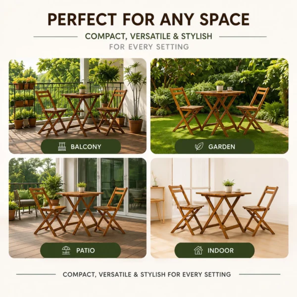 Foldable Solid Wood Bistro Set